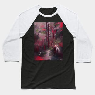 Rainy Forest Malevolent Artwork Style Baseball T-Shirt